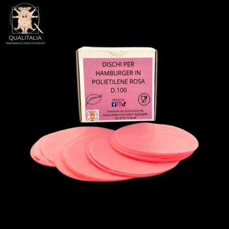 Dischi per Hamburger in Polietilene Rosa Diametro 100 conf. da 500 g.